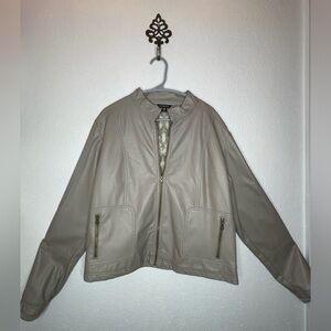George Jacket Faux Leather Lined Animal Print Aviator Jacket Tan Youth Size XL
